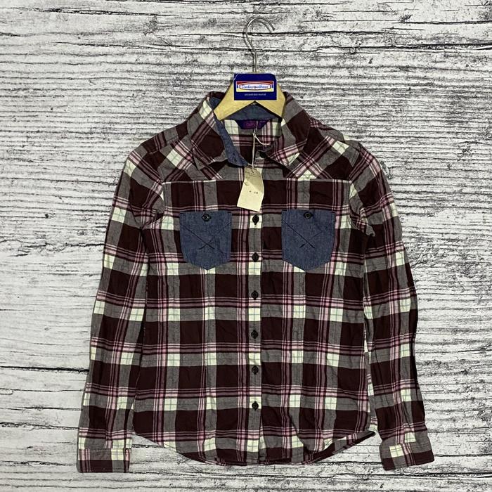 Kemeja flanel atasan cewek wanita perempuan kotak kotak the day Girls BNWT second bekas thrift