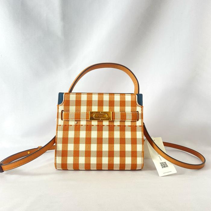 tas wanita tb lee radziwill small crossbody ochre gingham vj