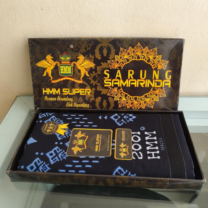Sarung HMM Super - Biru Dongker/Gelap Polos Tumpal