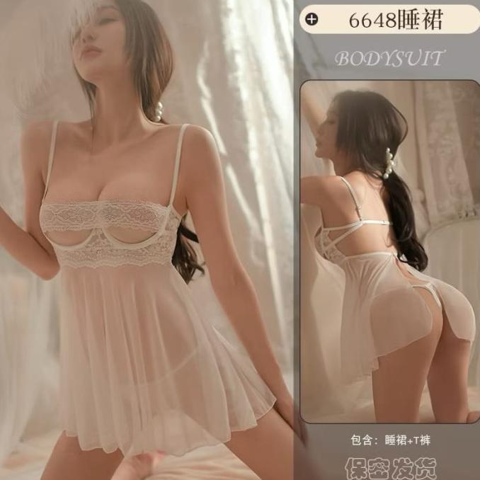 SET LINGERIE SERAGAM COSPLAY PENGANTIN TRANSPARAN SEXY WEDDING BRIDE COSTUM