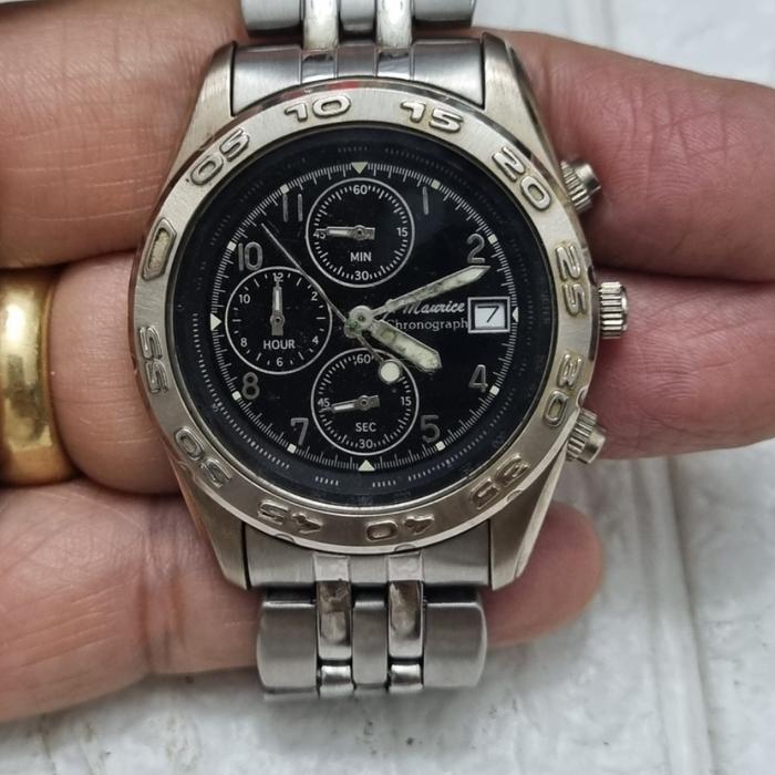 jam tangan rantai pria KLASIK VINTAGE CHRONO MERK JEAN MAURICE ORI PREMIUM