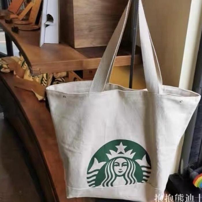 Starbucks kanvas bag/ Tote bag kanvas jumbo / Tas kain recycle bag/ ping bag