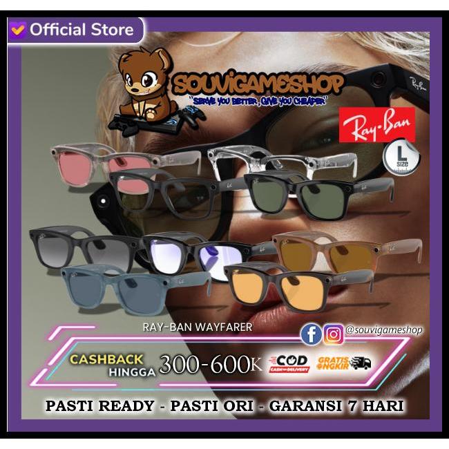 Aksesoris Pria Kacamata Pintar Ray-Ban Meta Smart Glasses Rayban Wayfarer Large Original Best Qualit