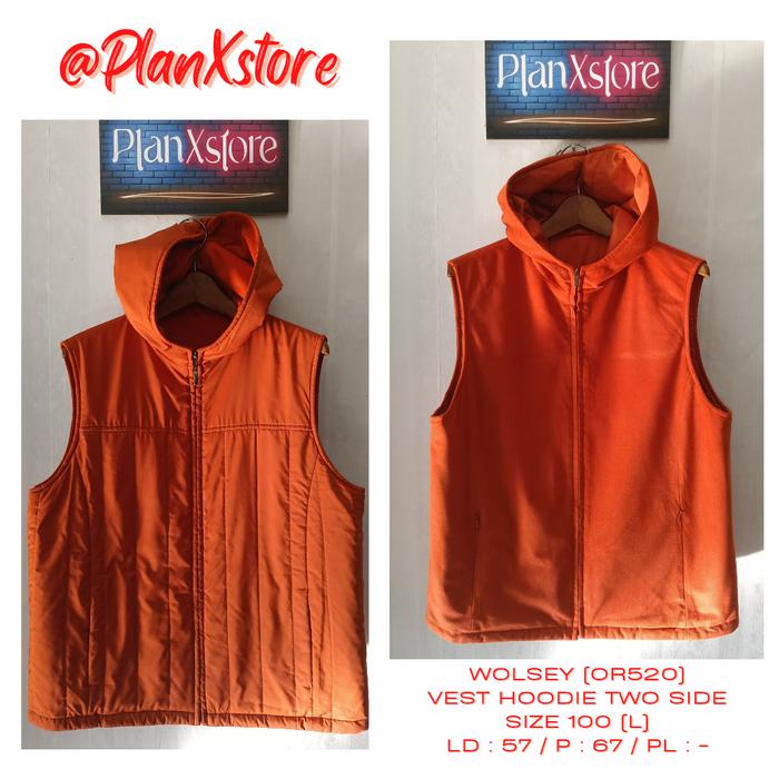 WOLSEY (OR520) TWO SIDE VEST HOODIE WARNA ORANGE SIZE 100 (L) PRELOVED TERJANGKAU