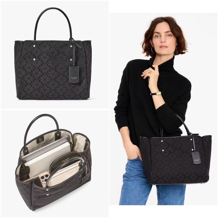 Kate spade flower jacquard everything tote blackmulti