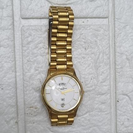 jam tangan arloji rantai pria GOLD PLATE KLASIK VINTAGE MERK PIERE LORENT ORI HARI TANGGAL JAM PREMI
