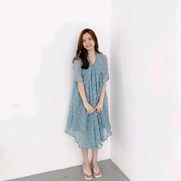 Mora Dress Free Inner Dress Brukat Baju Lebaran Idul Fitri Dress Kondangan Korean Dress Lengan Panja