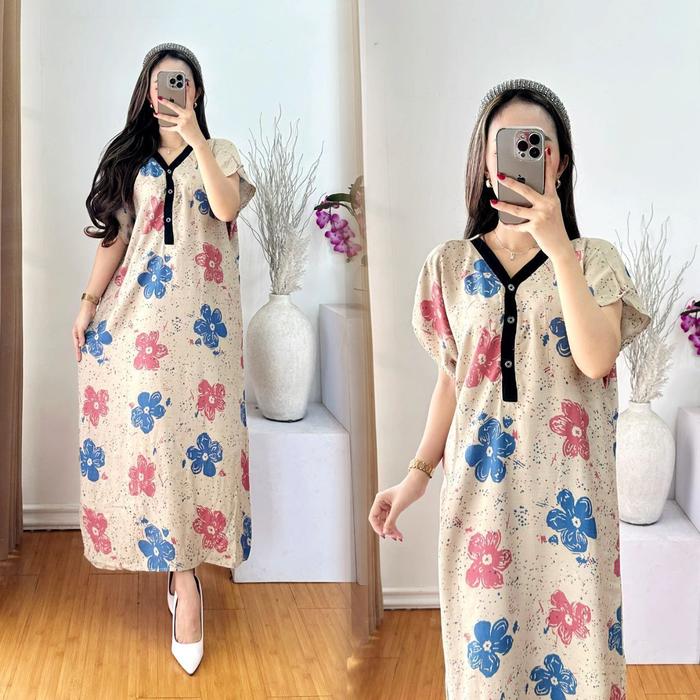 DASTER BALI RAYON TEBAL DRESS BATIK CAP BUNGA DRESS BESTSELLER RAYON PREMIUM DASTER BATIK PEKALONGAN
