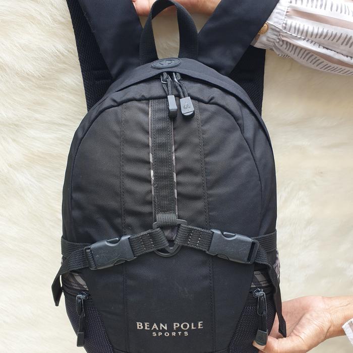 Tas Bean Pole Ransel Bakpack Hitam Kanvas Pria Wanita