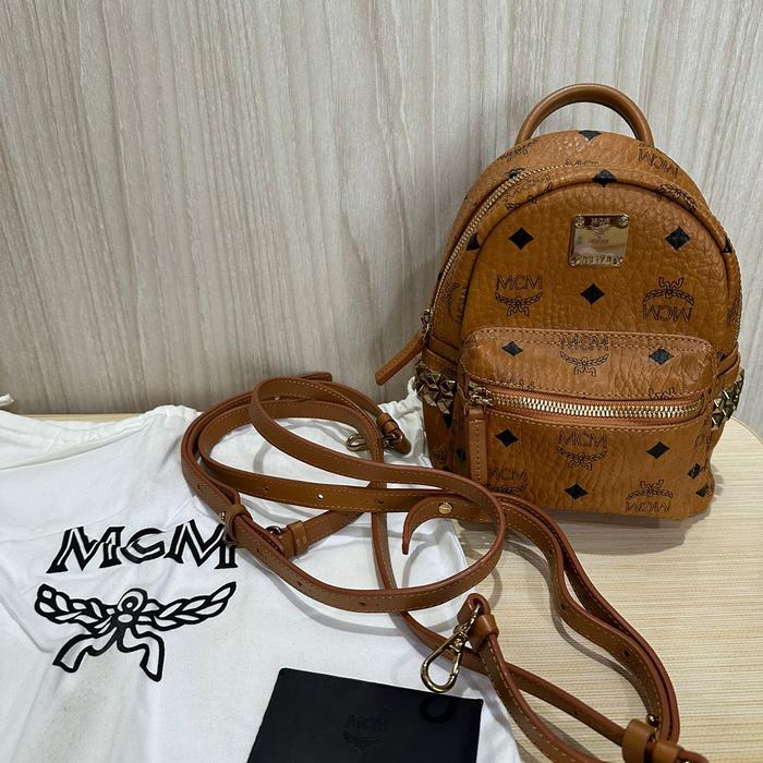 MCM X-Mini Start Bebeboo Backpack in Visetos Cognac