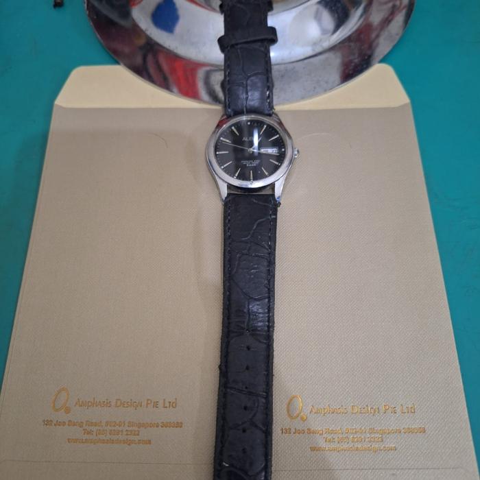 Jam tangan branded Alba stainless steel water resist 5 bar 3D8584 water rrsistant 5bar s.steel vx43-