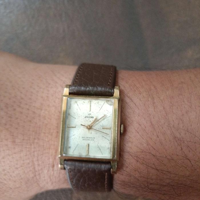 jam tangan vintage enicar tank ultrasonic swiss watch