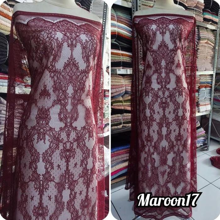 top Kain Brokat Chantily Bahan Kebaya Brokat Chantily motif campur Chantily