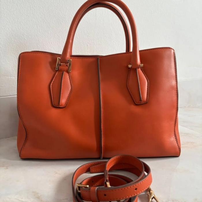 (PL) Tods D'bag orange full leather tote bag