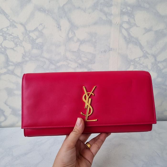 TAS HAND BAG KULIT ASLI WANITA SAINT LAURENT PARIS YESLONG SECOND BRANDED IMPORT PINK FANTA / TAS CL