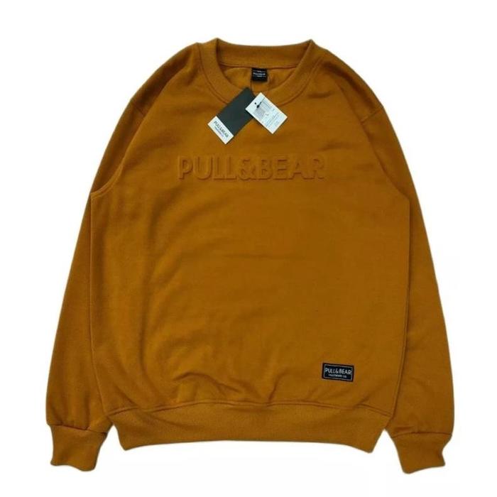 READY COD-SWEATER CREWNECK PULL AND BEAR PUTIH DISTRO LOGO 3D EMBOS TIMBUL PRIA WANITA - SWEATER CRE