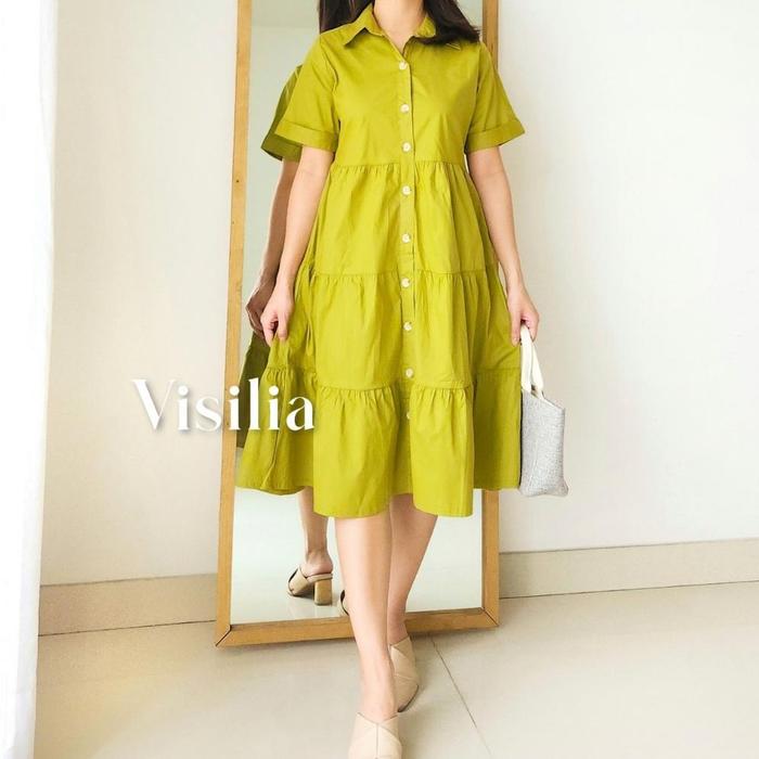 [VISILIA] Nara Dress | Korean Midi Babydoll Dres Bahan Katun Premium Pretty Aesthetic Basic Fashion 