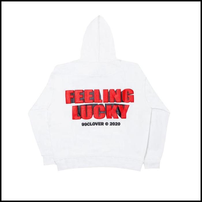 "Feeling Lucky" Skull White Hoodie 99Clover Promo