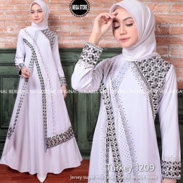 Gamis Turkey 1209 Hawa #188 White Dress Busana Muslimah By Original Mega Store Farzolla 2