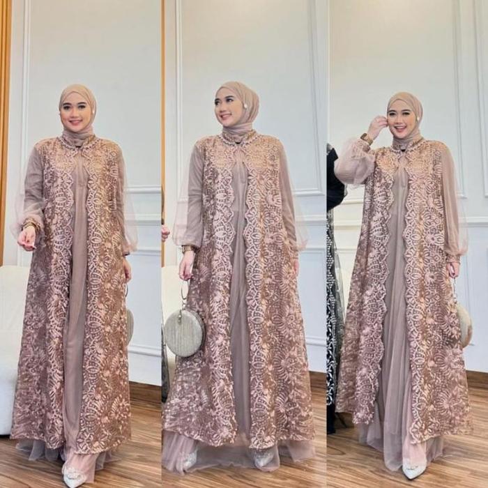 Naflah Gamis/Baju Kondangan/Gamis Kondangan/Gamis Lebaran/Baju Lebaran/Gamis Pesta/Gamis Viral/Gamis