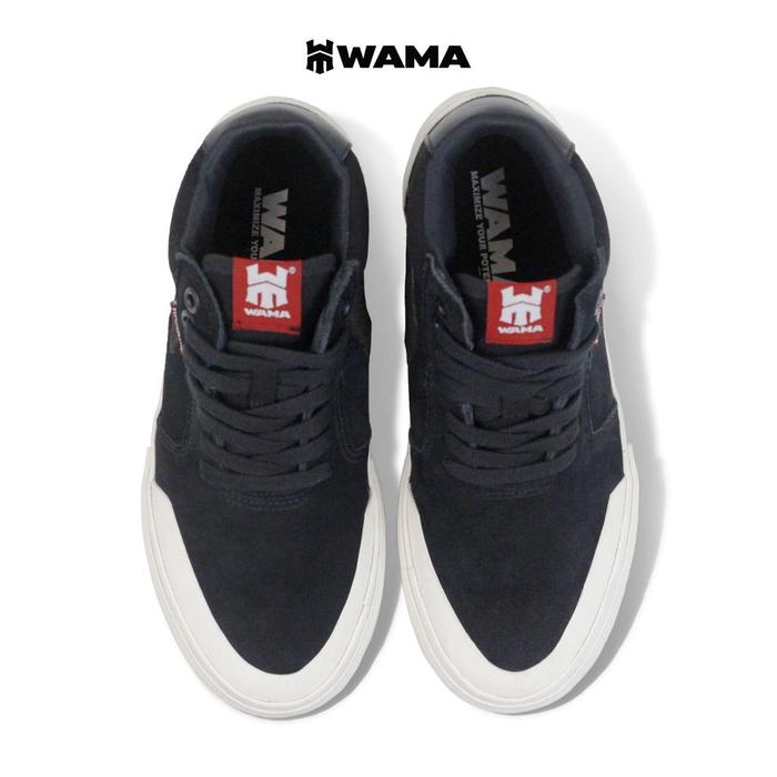Wama - Saka Pro Black | Sepatu Sneakers Casual Pria Leather Suede Vulcanized Skate
