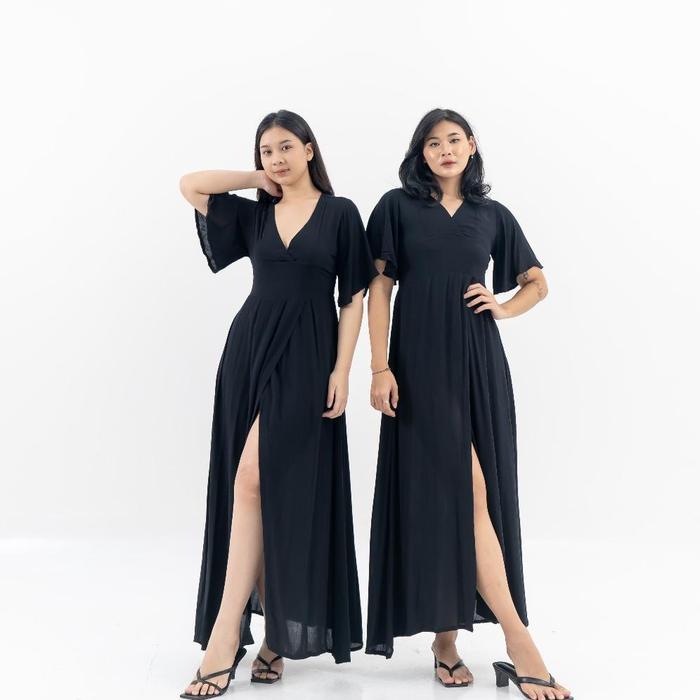 ALDA DRESS Maxi Dress Pantai Lengan Pendeek Cringkel Long Dress Dress Panjang DRS A040 By diamore.gr