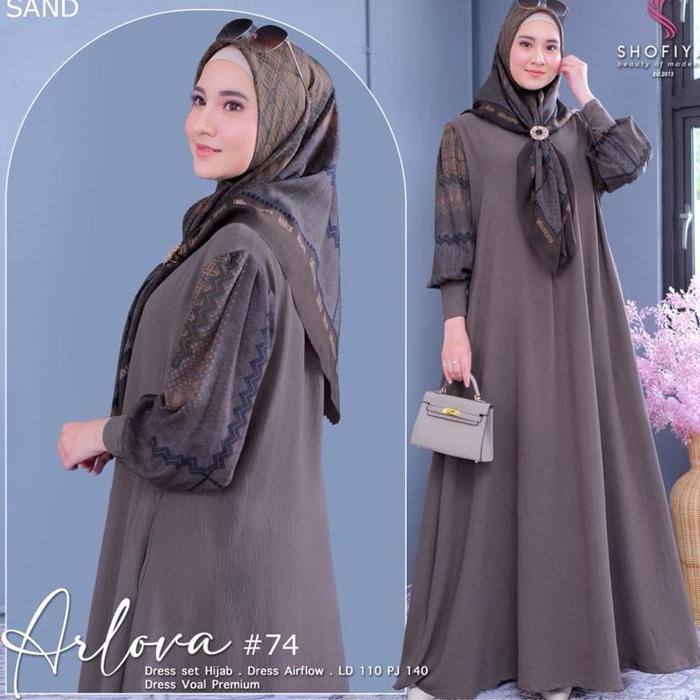 Azzaira Dress gamis set hijab terbaru arlova syari cey airlflow adem