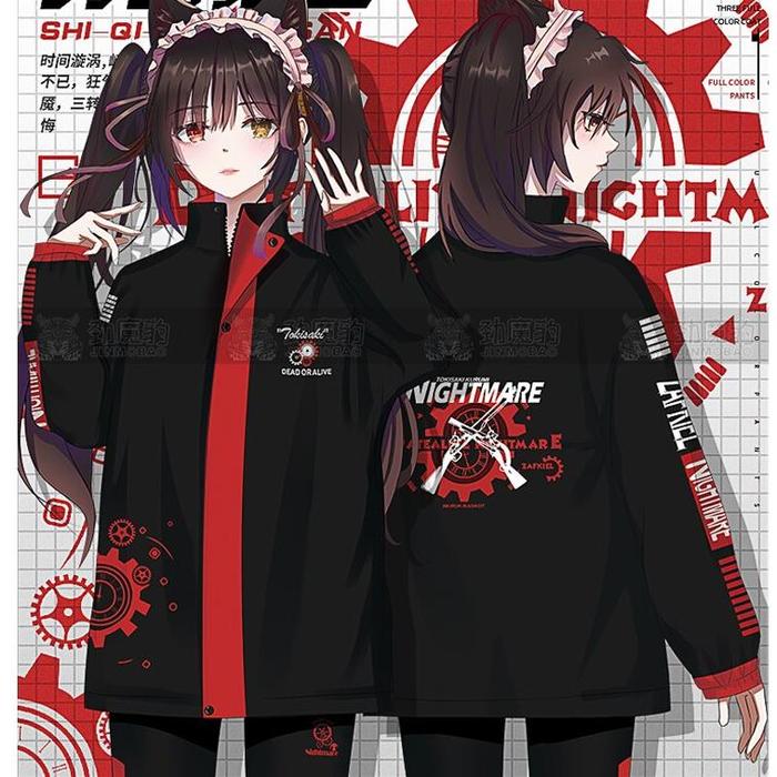 Jaket Date A Live Tokisaki Kurumi Cosplay Outdoor Jackets Streetwear Waterproof Oversized Autumn Hoo