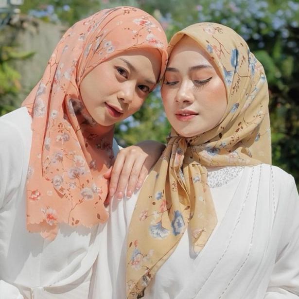 Koyu Hijab Segiempat Viney Jepang Beauty Flower (Japan Series Ii)