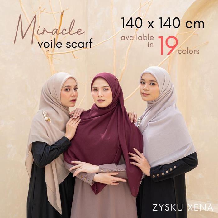 Miracle Voile Scarf Syari Jahit Tepi -19 Warna | Zysku Xena | Kerudung Voal Segi Empat Besar Syari 1