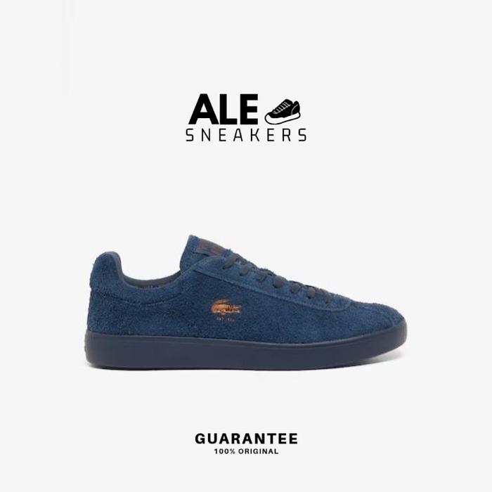 Sepatu Sneakers Pria Lacoste Baseshot Suede - Navy (LAC49SMA0061) Ori