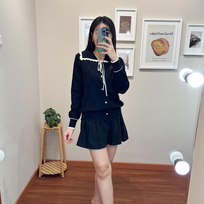 Atasan baju rajut blouse casual wanit premium - Gaeun Collar Knit Top NWclothing