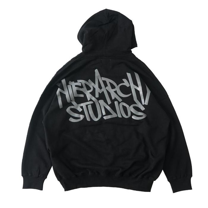Hierarchy Studios - Black Graffiti Wide Logo Oversized Hoodie