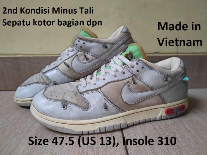 SB Dunk Low Off White, Size 47.5/31cm Vietnam (2ND, Kondisi 80% Minus tali dobel)