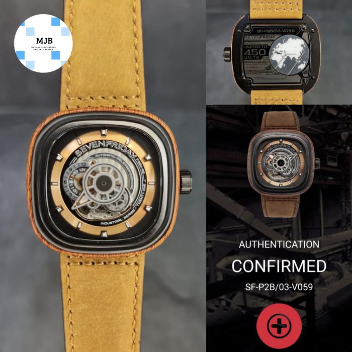 Jam pria otomatis sevenfriday SF-P2B/03-V059 AUTHENTICATION CONFIRMED strap brown D.47mm
