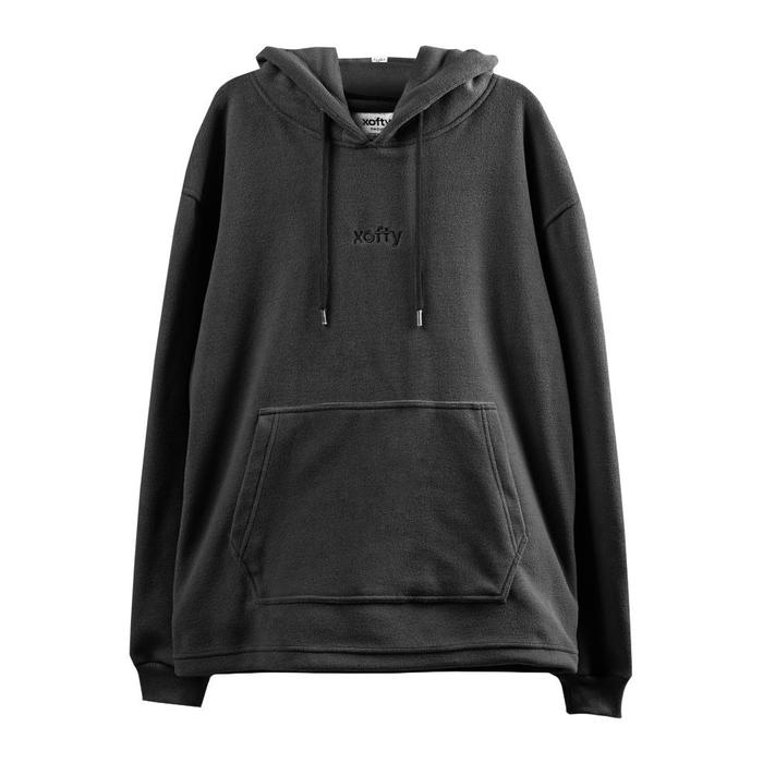 Xofty Sweater Hoodie Boxy Fit Pria Dan Wanita Valtari Black