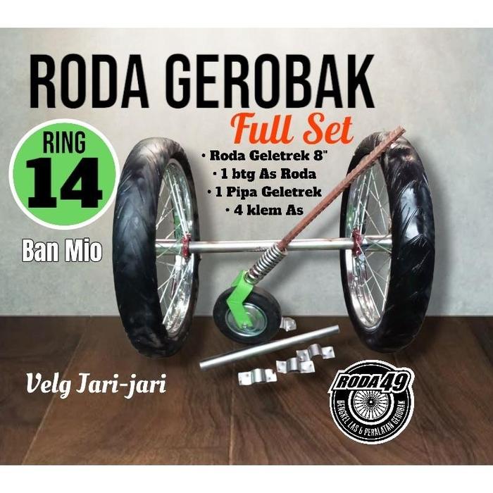 Roda Gerobak Dorong Ring 14 Fullset Roda Geletrek