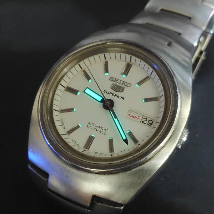 SEIKO 5 SUPERIOR 23J JDM REF. 7S36-00N0 WHITE DIAL TEXTURE