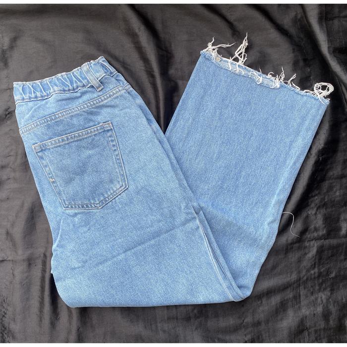 Preloved Celana Denim Panjang Loose Jeans Wanita Pinggang Karet