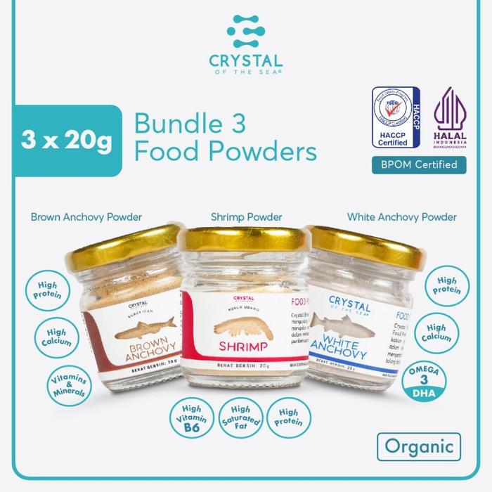 Terbaru Crystal Of The Sea | Bundle 3 Food Powder (20Gr) | Bubuk Ikan Teri Nasi | Bubuk Udang Rebon