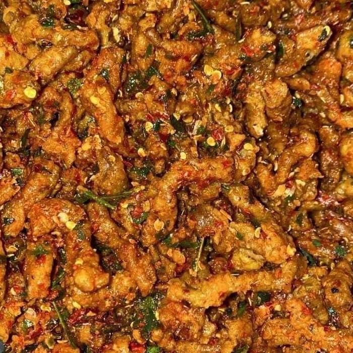 Terbaru 500 Gram Usus Ayam Krispi | Kripik Usus Pedas Daun Jeruk | Keripik Usus Ayam Renyah | Kripsu