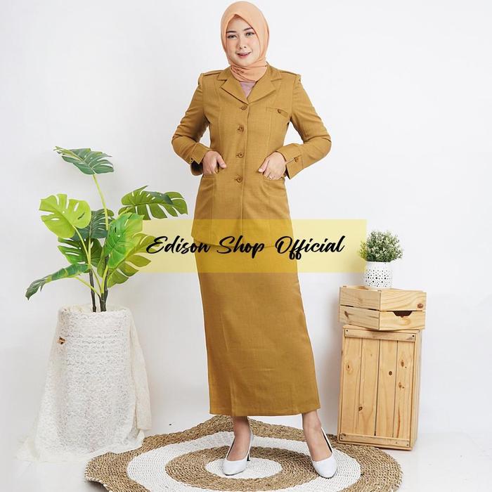 Seragam Blazer PNS PDH ASN Pemda Guru Khaki Tua Muda Rok Celana Wanita Terbaru Tersedia Jumbo Size