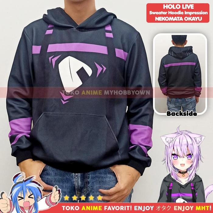 Jaket Hoodie Sweater Anime Holo Live Nekomata Okayu Impression Cosplay Terbaru Terlaris Terbaik
