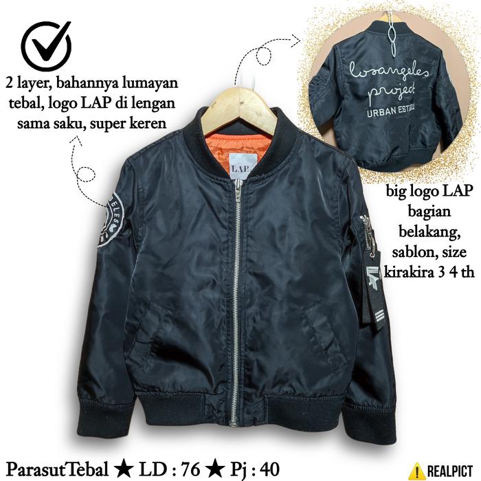 LAP / LOS ANGELES PROJECT Size 3 4 Tahun Jaket Jacket Bomber Anak Balita TK Paud Tebal Berduring Mot