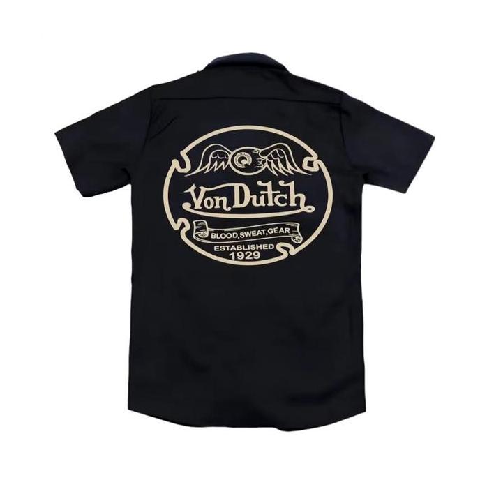 Kemeja Kerja Workshirt Binz clothing von dutch Pria Wanita Hitam Unisex