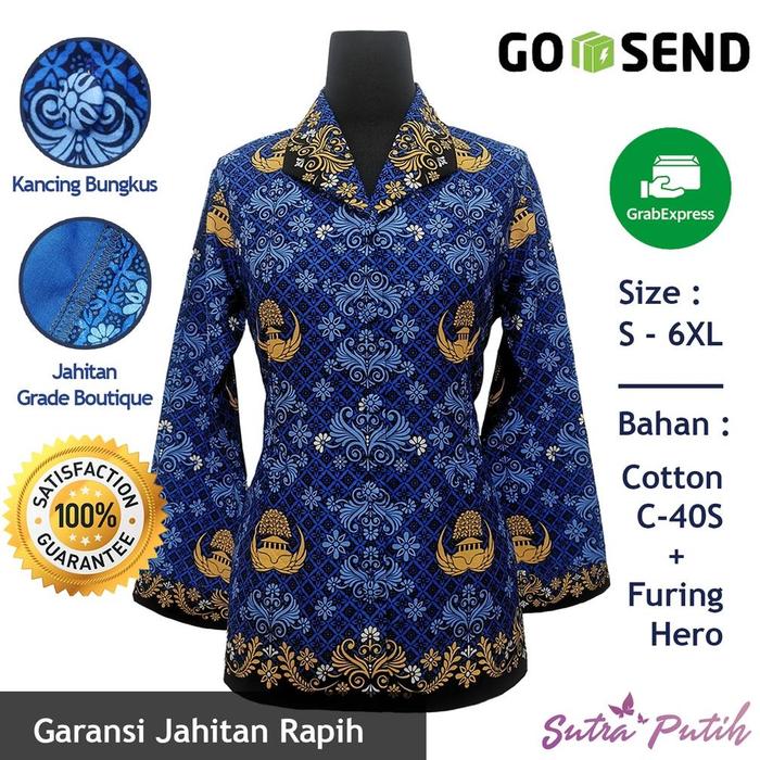 Sutra Putih - Seragam Batik PNS Wanita KORPRI - Badan Furing Hero