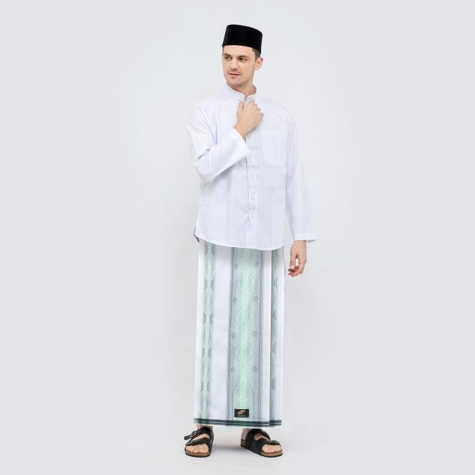 Sarung ATLAS Idaman 590 Jacquard Classic Motif A5-JPA Putih Hijau