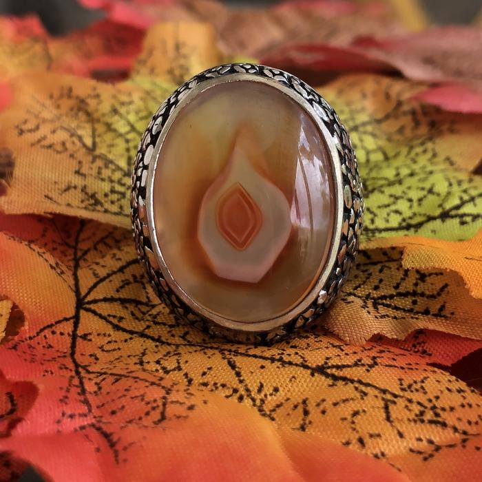 Natural Cincin Akik Merah Bening Motif Kantong Semar