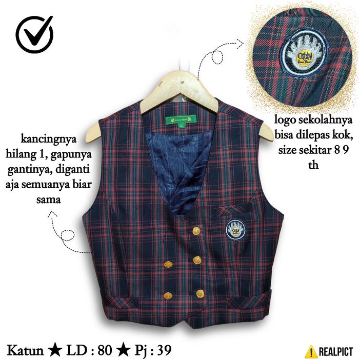 Vest Blazer Tartan Size 8 9 Tahun Perempuan Cewek Outer Auther Auter Other Blezer Jas Motif Kotak Se
