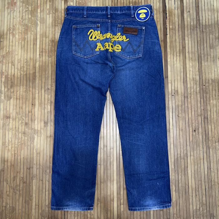 VINTAGE Y2K WRANGLER x AAPE By A BATHING APE EMBROIDERED DENIM JEANS jnco supreme stussy